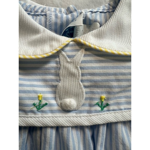 Funtasia! Too Dress Blue‎ White 4T Reversible Collar Bunny Flowers - Picture 6 of 12